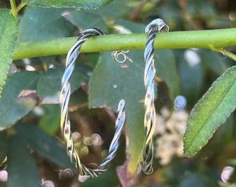 Twisted Silver & 14K Gold Hoop Earrings: Mixed Metal Statement Jewelry