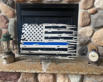 Blue Line Vlag - Metaal Art
