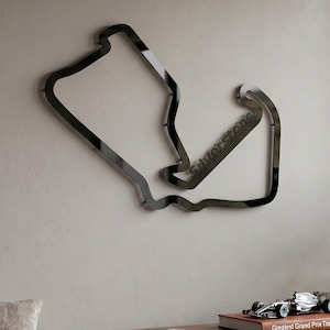 Silverstone Stromkreis Wandkunst, Formel1 Rennstrecke Wanddekor, F1 Motorsport Geschenk, Laser geschnittene Rennstrecke Skulptur, Acryl oder Holz Wandbehang