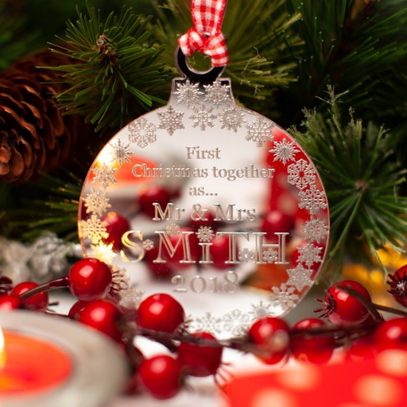 Couples First Christmas Together 1st Xmas Tree Decoration Ornament Bauble Mr Mrs