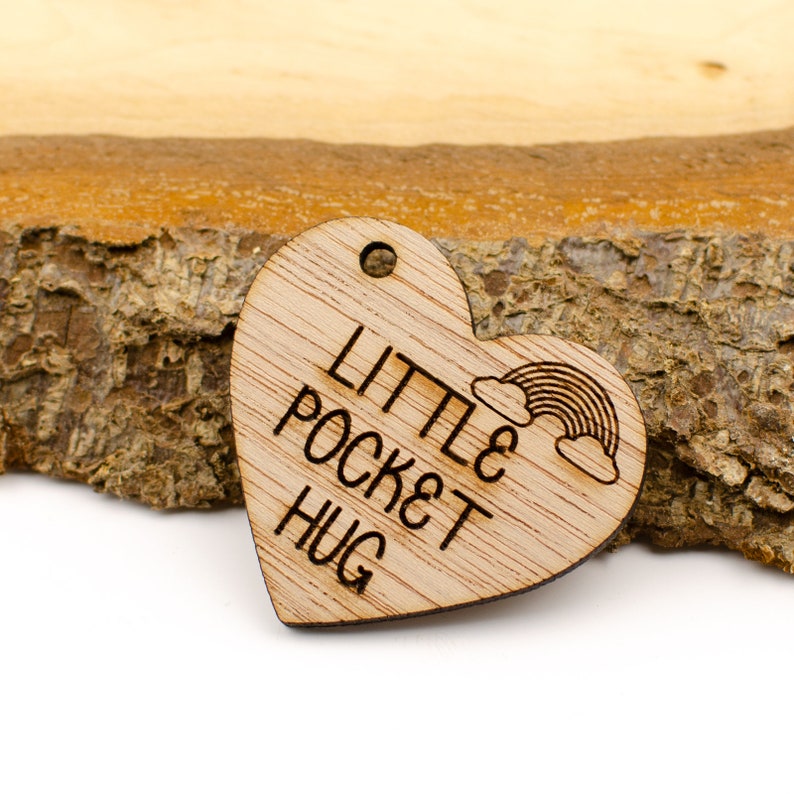 Little Pocket Hug Wooden Heart Token Miss You Note Isolation Etsy