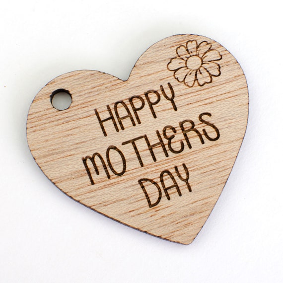 Engraved Meranti Wood Heart Token, Happy Mothers Day Gift - Etsy