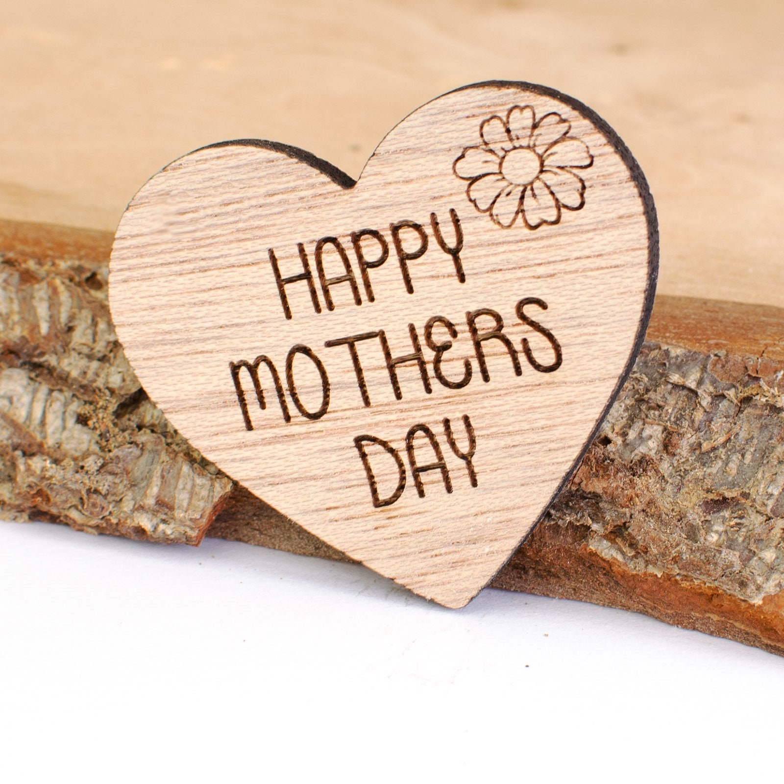 Engraved Meranti Wood Heart Token, Happy Mothers Day Gift - Etsy
