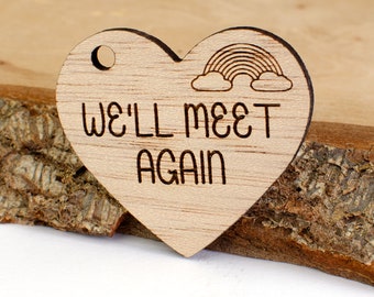 We'll Meet Again Wooden Heart Token: Rainbow Pocket Hug Keepsake