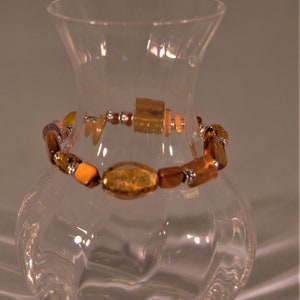 Topaz color glass bead bracelet