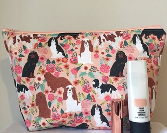 Cavalier King Charles Spaniel Dog Print Makeup/Cosmetic Bag