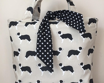 Border Collie dog print handbag