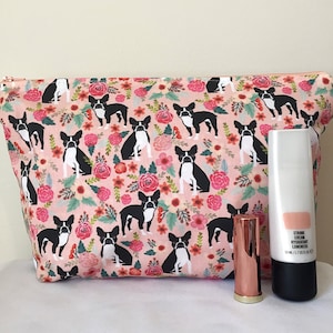 Bolsa de maquillaje/cosméticos con estampado de perro Boston Terrier