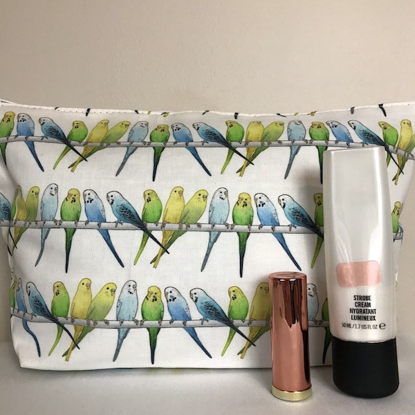 Budgie Print Makeup/Cosmetic Bag
