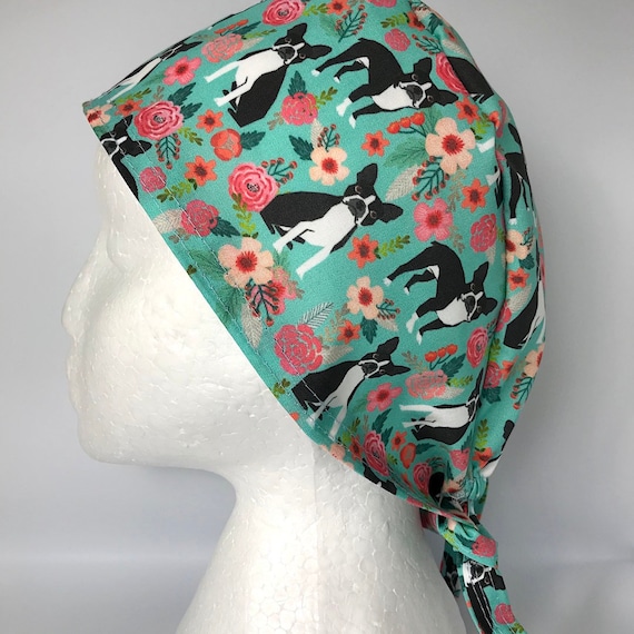 Boston terrier scrub cap Clearance