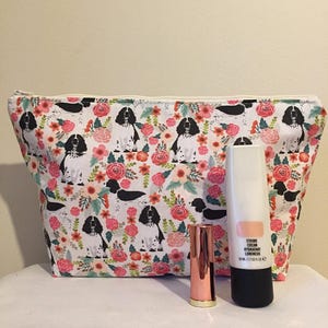 English Springer Spaniel Black Dog Print Makeup /Cosmetic Bag