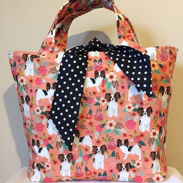 Papillon Dog Print Handbag