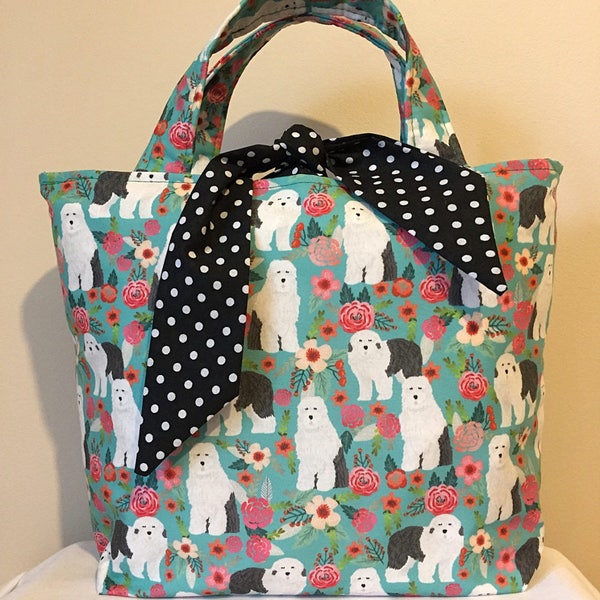 Old English Sheepdog Print Handbag