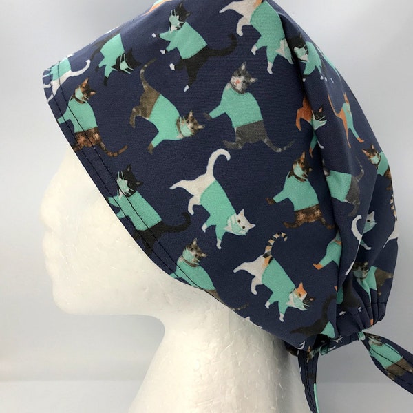 Cat Print Scrub Cap