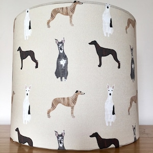 Whippet Dog Print Fabric Lampshade