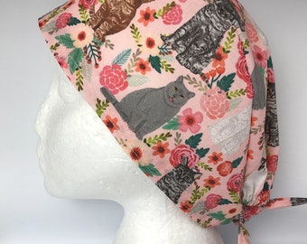 Cat Print Scrub Cap