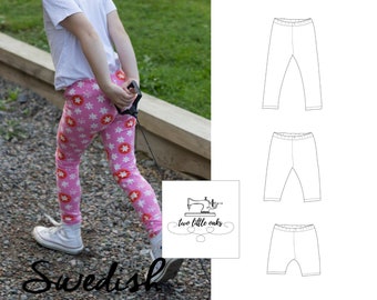 PDF pattern Leggings | Tajts | Barn | Unisex Mönster | Svenska | Sy till Barn | Nybörjarmönster | Stl 98 - 140 cl | 3 till 10 år | Mönster