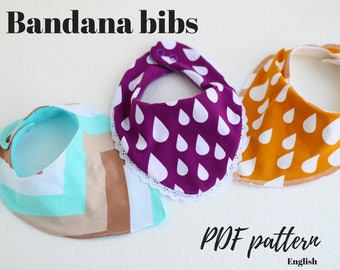 Bandana Bib PDF Pattern, Drool Bib Sewing Pattern for Baby Toddler, Easy beginner Sewing Pattern, Baby sewing pattern, Trendy Knit Drool Bib