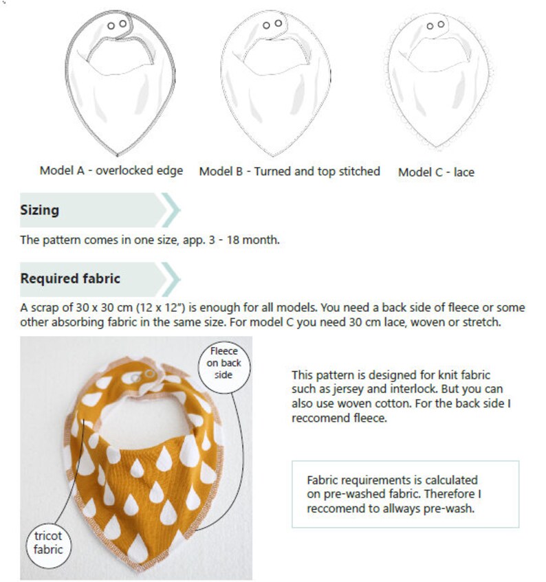 Trendy Knit Drool Bib Bandana Bib PDF Pattern Drool Bib Sewing Pattern for Baby Toddler Beginner Easy Sewing Pattern Baby sewing pattern