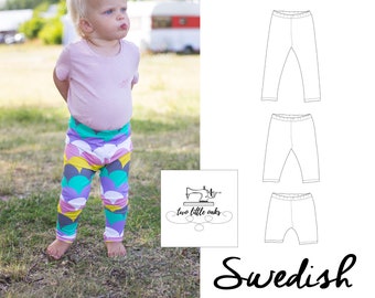 PDF pattern Leggings | Tajts | Baby Barn | Unisex Mönster | SWEDISH | Sy till Baby | Nybörjarmönster | Stl 50 - 98 cl | Nyfödd till 3 år