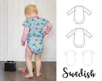 Symönster kuvertbody, mönster body volang på ärmar, sy enkel body, sy baby body stl 44-98 cl, Sy tpdf-mönster, sy till barn, sy mönster barn