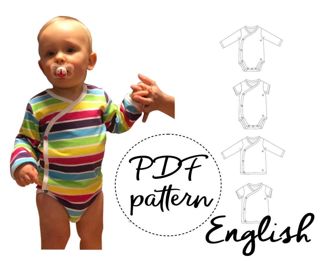 PDF Baby Bodysuit Sewing Pattern, Kimono Body Sewing, Preemie Sewing