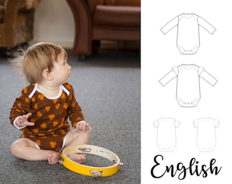 Baby Bodysuit Sewing Pattern | Envelope neck onesie | Envelope Sleeve Bodysuit | Newborn | Preemie Toddler Sewing Pattern | PDF Pattern |