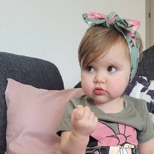 Knot wrap bow headband pdf sewing pattern for newborn, toddler, child and adult. Make trendy turban bow knit baby girl hair band super fast image 1