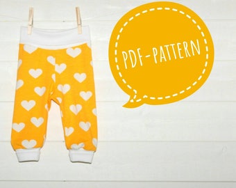 Baby Pants Sewing Pattern | Fast Fold Over Cuff Pants Toddler Knit Pants NB to 3 years | Sewing for Baby Easy Sewing PDF sewing pattern