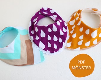 Pdf symönster dregglis till baby, dregglis mönster, sy till bebis, symönster haklapp, dregglismönster spets, vändsy dregglis vanlig symaskin