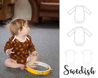 Pdf symönster kuvertbody, sy för nybörjare, symönster body flick-pojk, Sy till bebis, sy till barn nybörjare, bodymönster svenska, sy baby