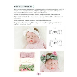 Knot wrap bow headband pdf sewing pattern for newborn, toddler, child and adult. Make trendy turban bow knit baby girl hair band super fast image 7