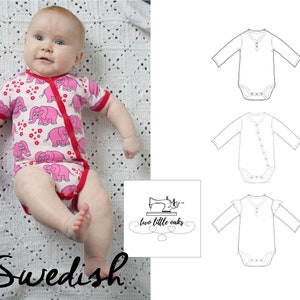 Body mönster bebis, Sy mönster body barn, mönster fuskomlott, sy body nyfödd, enkelt mönster body, pdf-mönster body baby