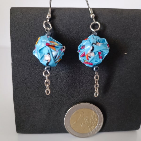 Origami Kusudama Boucles d’oreilles en papier