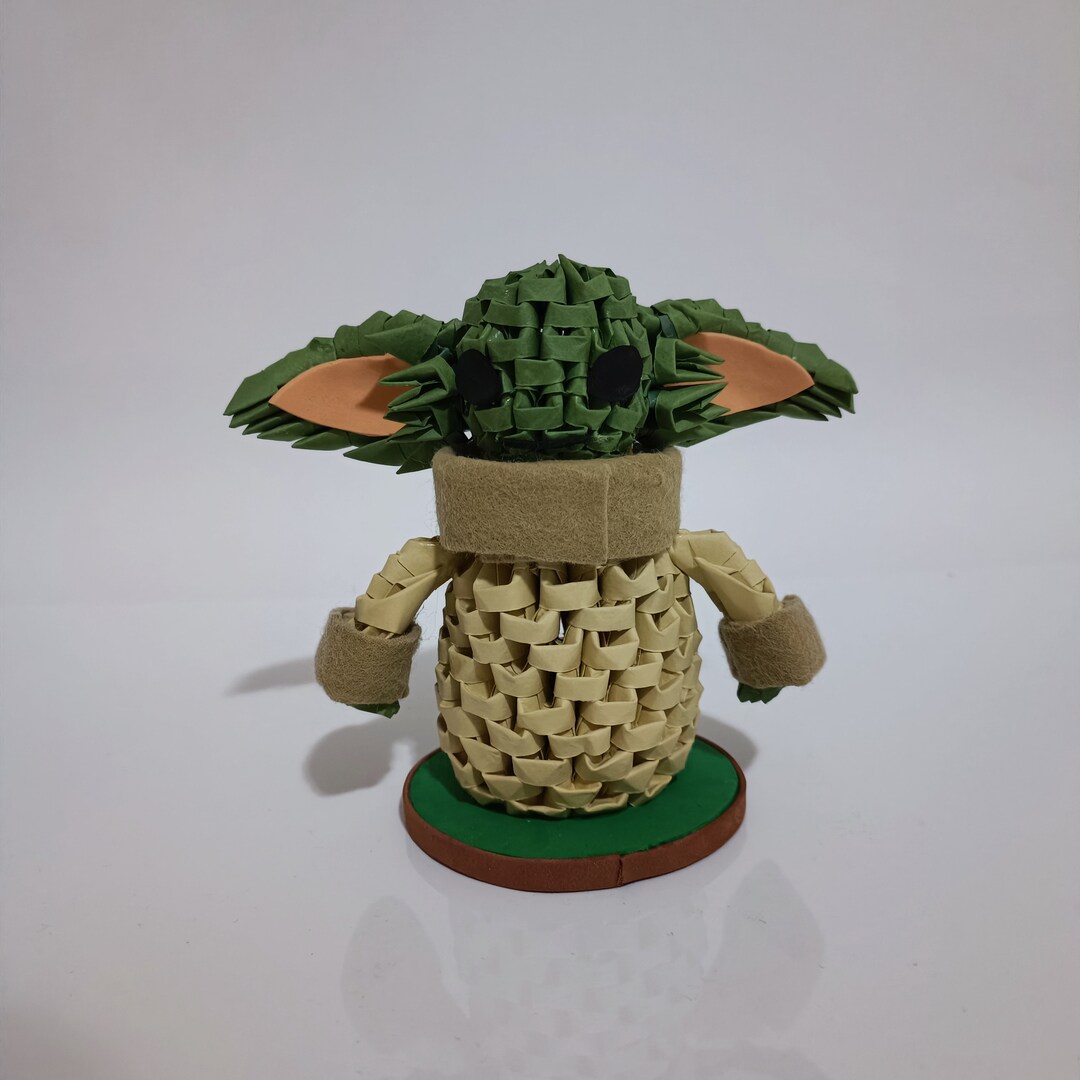 3D Origami Baby Yoda Groggu Figurine Handmade Papercraft Etsy