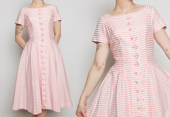 Pink Striped 1950s Jonathan Logan Dress
