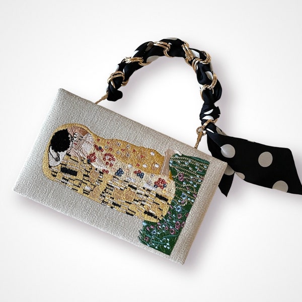 Book clutch purse, novelty bag, crossbody, shoulder bookish wallet Gustav Klimt velvet or canvas