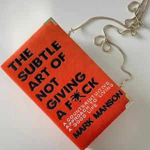 Embroidered Orange Book Clutch Purse Crossbody Bag