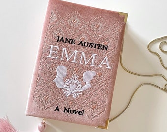 Embroidered Jane Austen Book Bag Clutch Purse Emma