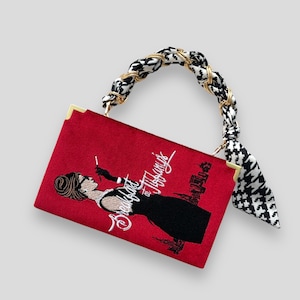 Cartera de mano con forma de libro, bolso novedoso bordado de Desayuno con diamantes, cartera roja burdeos