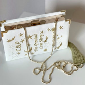 Embroidered Book Purse Clutch - Bridal Handbag Pouch - Wedding Astrology