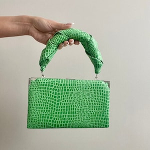 Bolso pequeño con correa, bolso clutch verde bolso para mujer, piel sintética