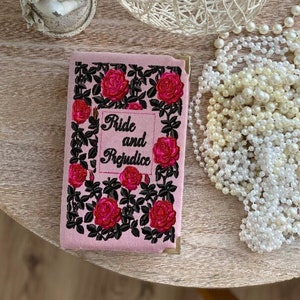 Bolsa clutch para livros, amante de Orgulho e Preconceito, Jane Austen, bolsa, bolsa bordada com flores de rosas, presente de aniversário, para ela, mulheres, mulher