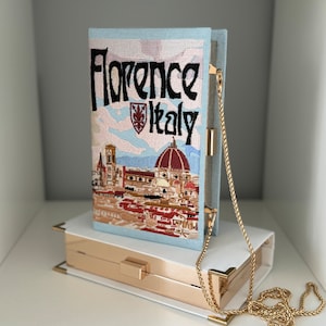 Pochette cartable personnalisée, Florence Italie, sac à main bleu