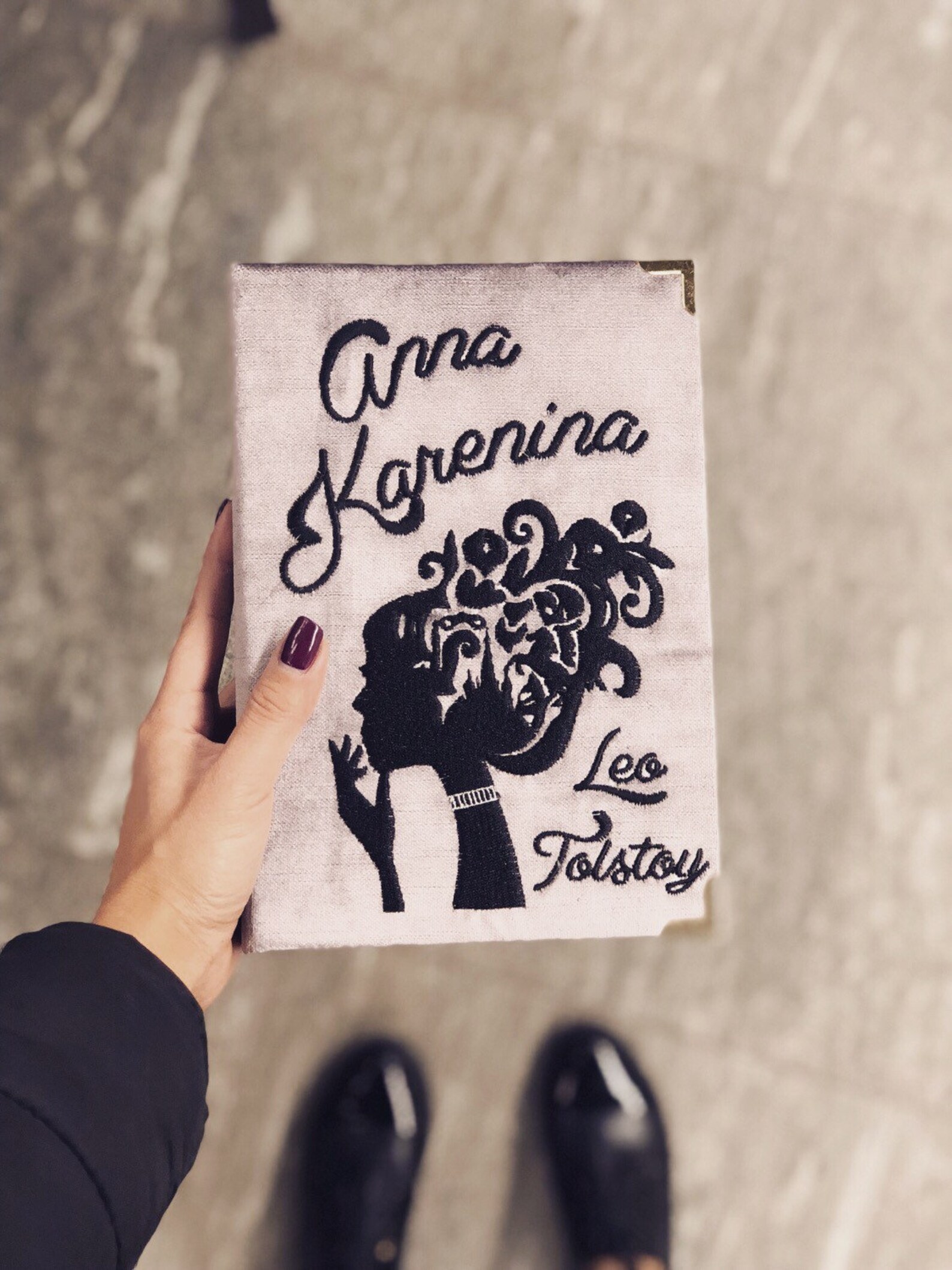 Embroidered Book Clutch Tote Anna Karenina Purple Etsy