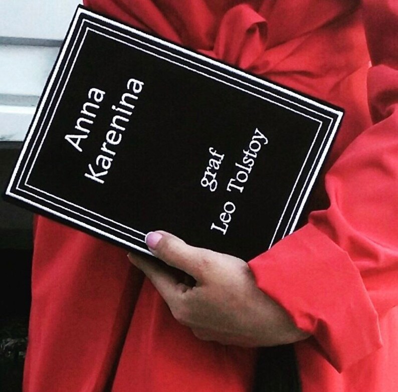 Embroidered Book Clutch Tote Anna Karenina Purple Etsy