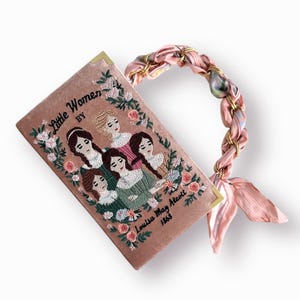 Pochette cartable brodée, Little Women, sac à main rose rose
