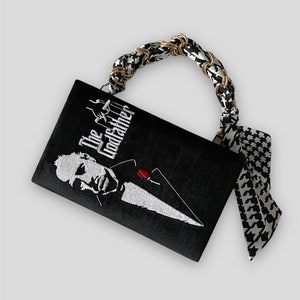 Bolsa clutch bordada, bolsa novidade Padrinho, transversal, bolsa de ombro veludo preto