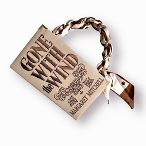 Lo que el viento se llevó, cartera de mano bordada, bolso de noche beige dorado