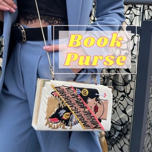 Pochette cartable, sac à main brodé personnalisé, sac à main bandoulière littéraire
